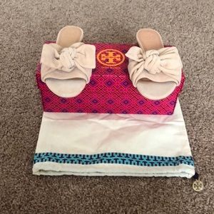 Tory Burch Annabelle Bow Slides Size 5.5 Blush NIB